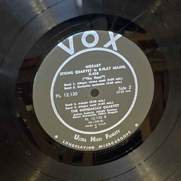 The Hungarian String Quartet Mozart Quartets (Vinyl, 1962) VOX PL 12.130 VG LP - Picture 9 of 9